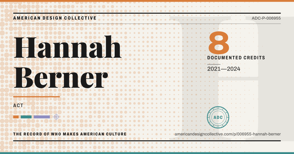 Registry card for Hannah Berner: the ADC seal, Hannah Berner, and how much is on record.
