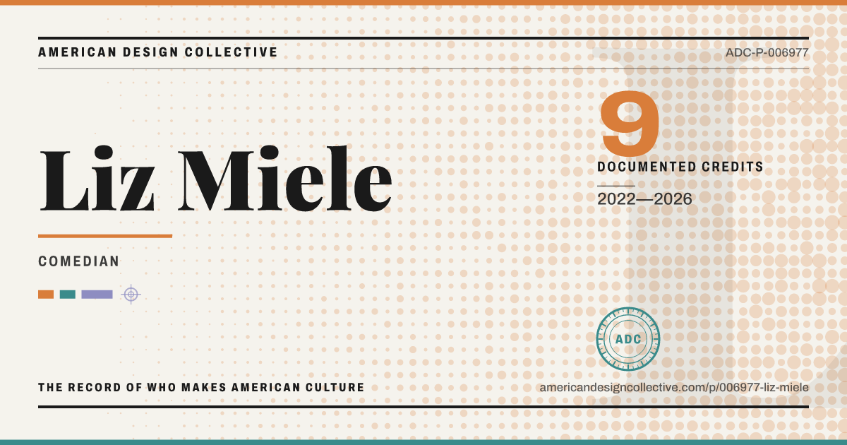 Registry card for Liz Miele: the ADC seal, Liz Miele, and how much is on record.