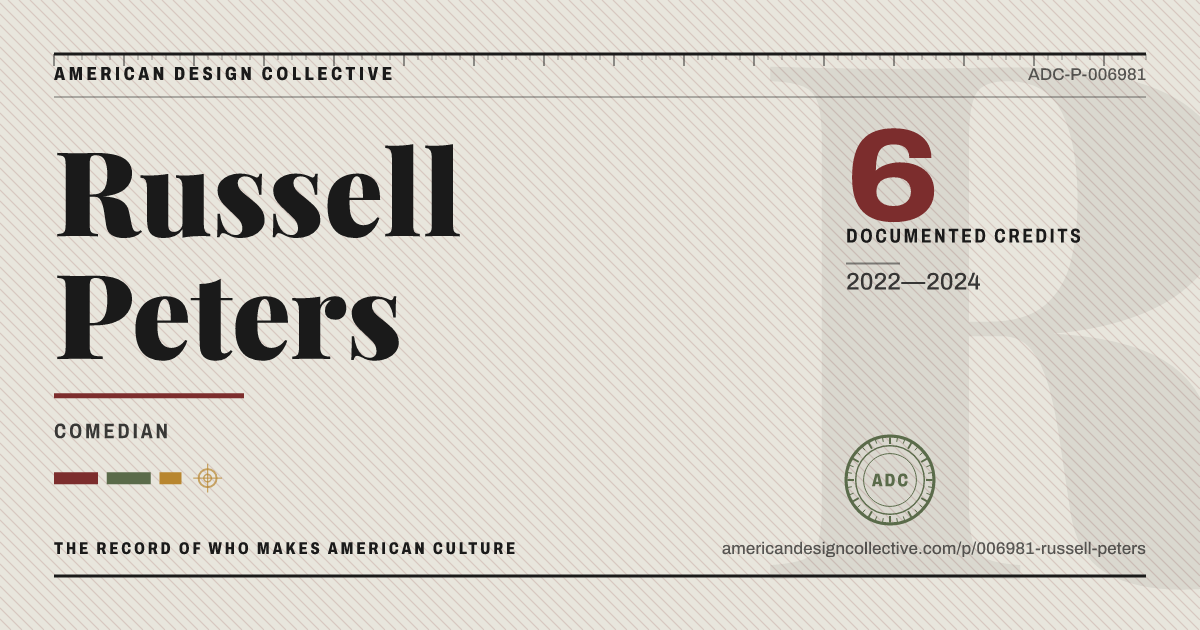 Registry card for Russell Peters: the ADC seal, Russell Peters, and how much is on record.