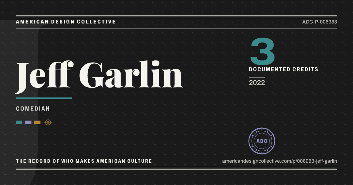 Registry card for Jeff Garlin: the ADC seal, Jeff Garlin, and how much is on record.