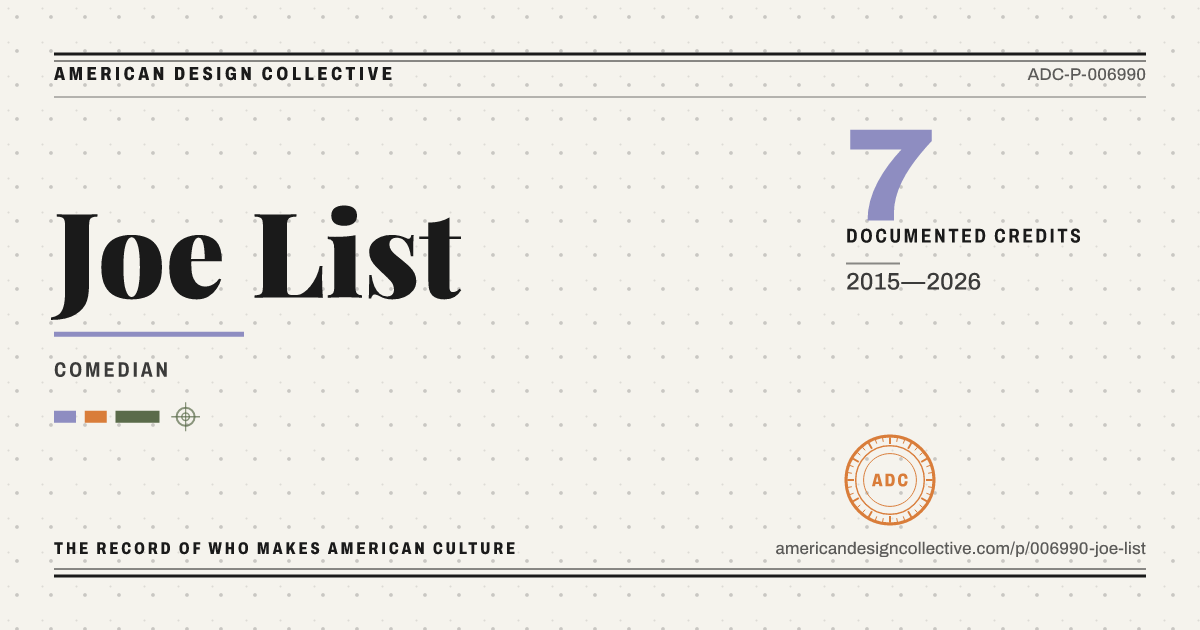 Registry card for Joe List: the ADC seal, Joe List, and how much is on record.