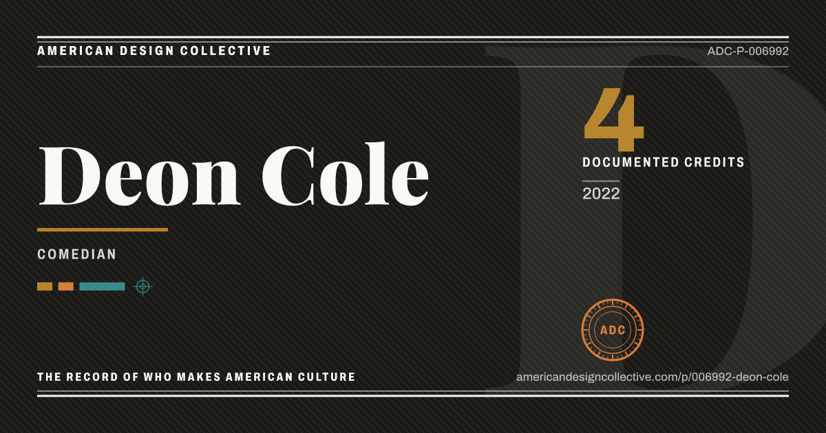 Registry card for Deon Cole: the ADC seal, Deon Cole, and how much is on record.