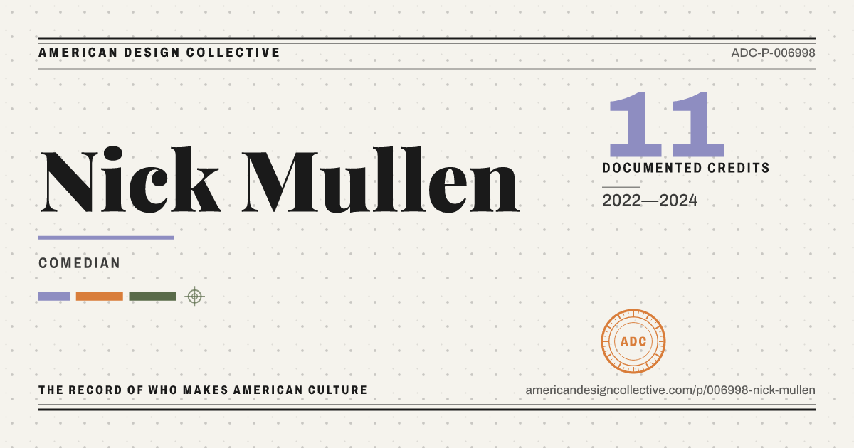Registry card for Nick Mullen: the ADC seal, Nick Mullen, and how much is on record.