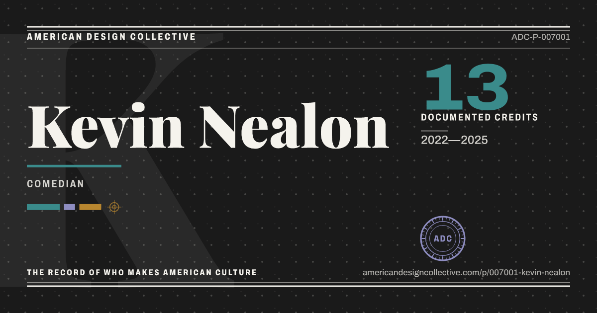Registry card for Kevin Nealon: the ADC seal, Kevin Nealon, and how much is on record.