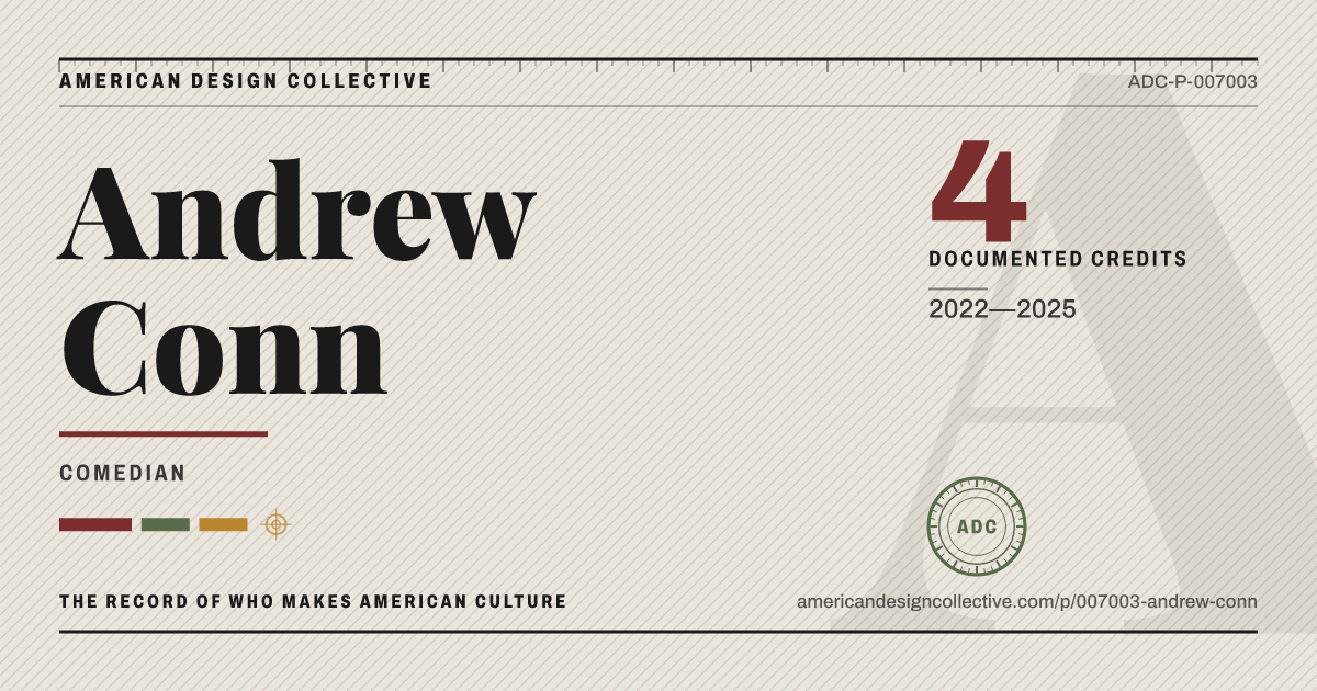 Registry card for Andrew Conn: the ADC seal, Andrew Conn, and how much is on record.