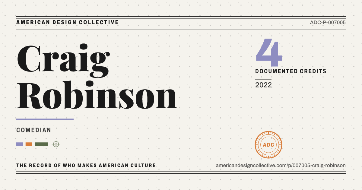Registry card for Craig Robinson: the ADC seal, Craig Robinson, and how much is on record.