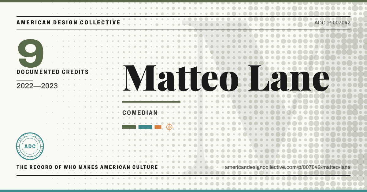 Registry card for Matteo Lane: the ADC seal, Matteo Lane, and how much is on record.
