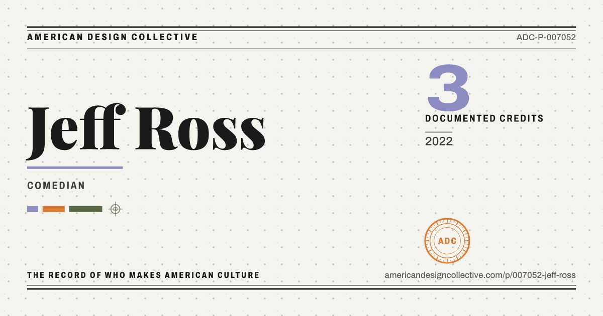 Registry card for Jeff Ross: the ADC seal, Jeff Ross, and how much is on record.