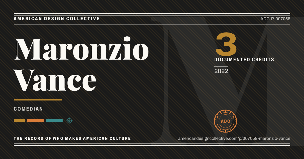 Registry card for Maronzio Vance: the ADC seal, Maronzio Vance, and how much is on record.