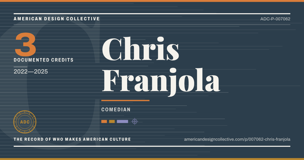 Registry card for Chris Franjola: the ADC seal, Chris Franjola, and how much is on record.
