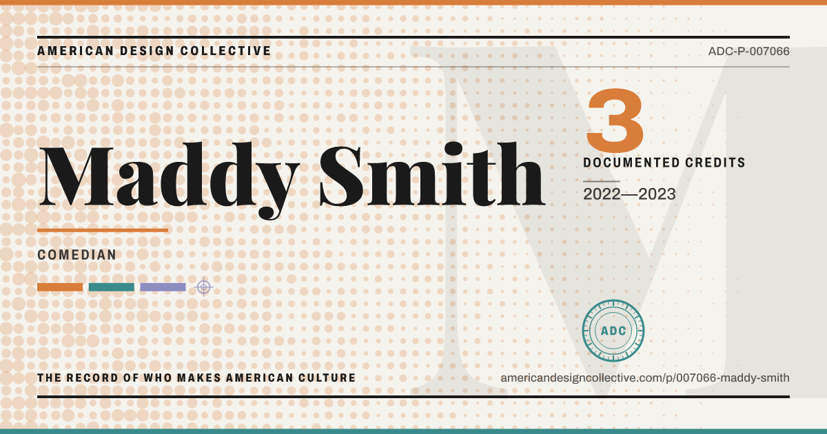 Registry card for Maddy Smith: the ADC seal, Maddy Smith, and how much is on record.