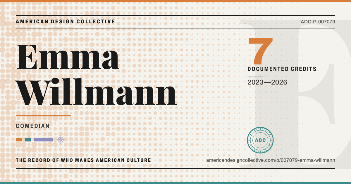 Registry card for Emma Willmann: the ADC seal, Emma Willmann, and how much is on record.