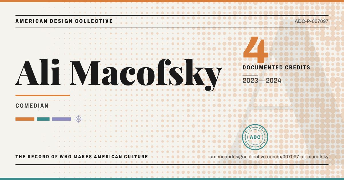 Registry card for Ali Macofsky: the ADC seal, Ali Macofsky, and how much is on record.