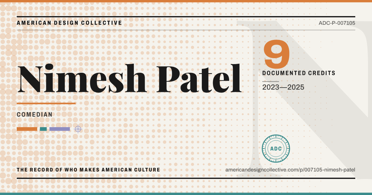 Registry card for Nimesh Patel: the ADC seal, Nimesh Patel, and how much is on record.