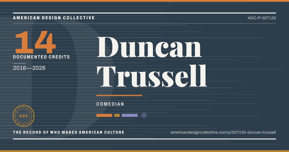 Registry card for Duncan Trussell: the ADC seal, Duncan Trussell, and how much is on record.