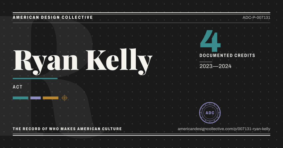 Registry card for Ryan Kelly: the ADC seal, Ryan Kelly, and how much is on record.