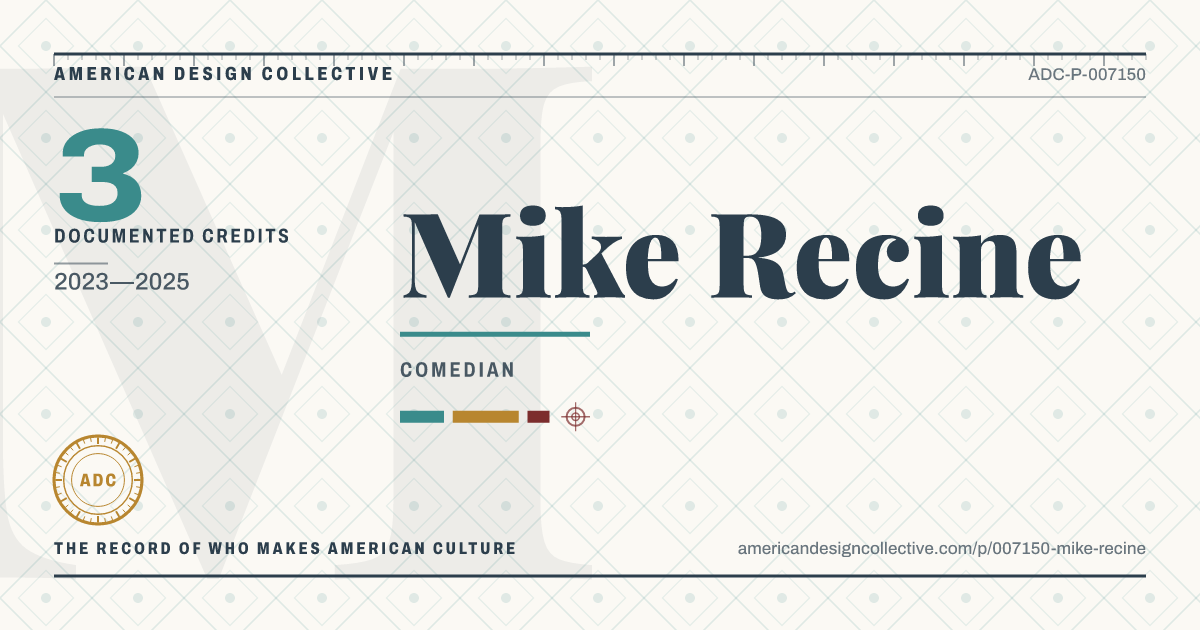 Registry card for Mike Recine: the ADC seal, Mike Recine, and how much is on record.