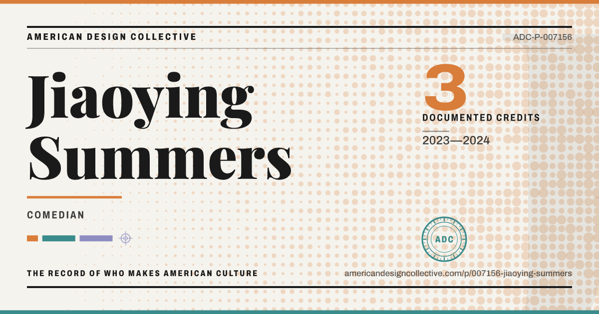 Registry card for Jiaoying Summers: the ADC seal, Jiaoying Summers, and how much is on record.