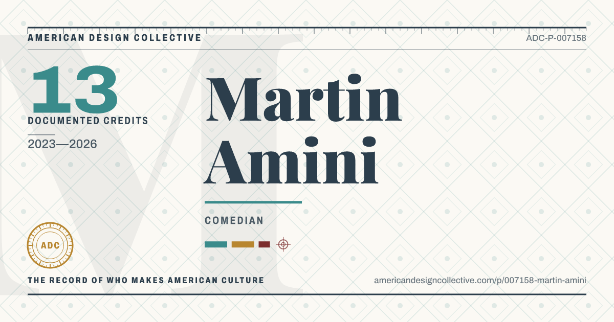 Registry card for Martin Amini: the ADC seal, Martin Amini, and how much is on record.
