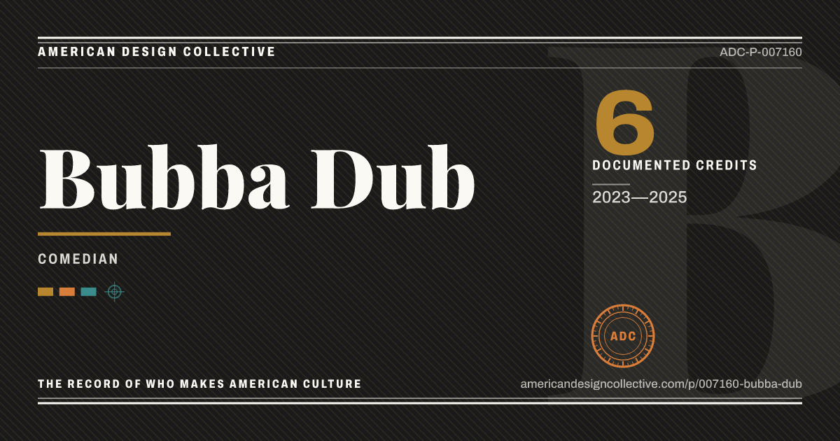 Registry card for Bubba Dub: the ADC seal, Bubba Dub, and how much is on record.