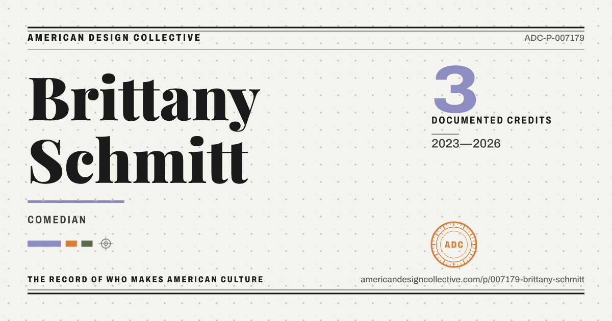 Registry card for Brittany Schmitt: the ADC seal, Brittany Schmitt, and how much is on record.
