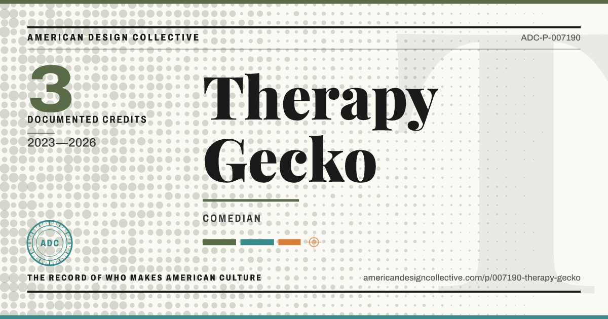 Registry card for Therapy Gecko: the ADC seal, Therapy Gecko, and how much is on record.