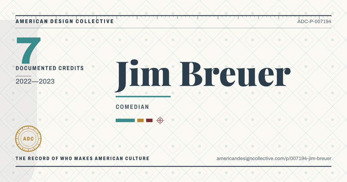 Registry card for Jim Breuer: the ADC seal, Jim Breuer, and how much is on record.