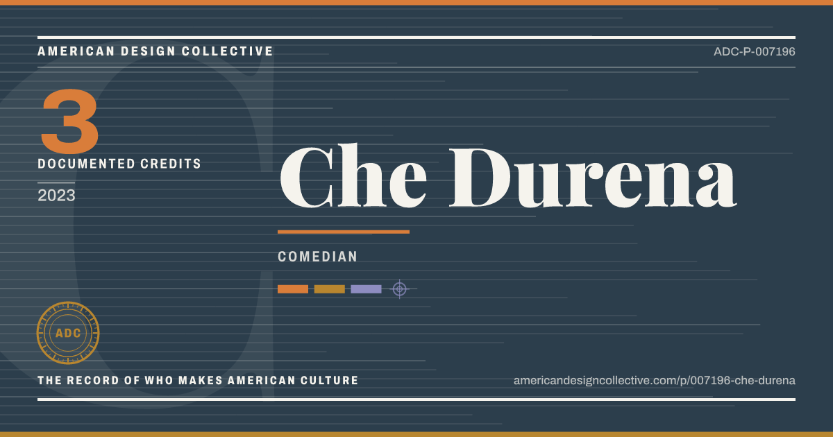 Registry card for Che Durena: the ADC seal, Che Durena, and how much is on record.