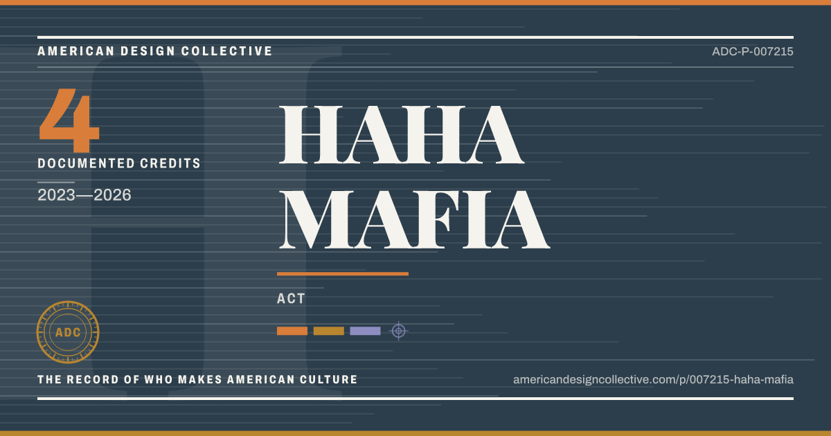 Registry card for HAHA MAFIA: the ADC seal, HAHA MAFIA, and how much is on record.