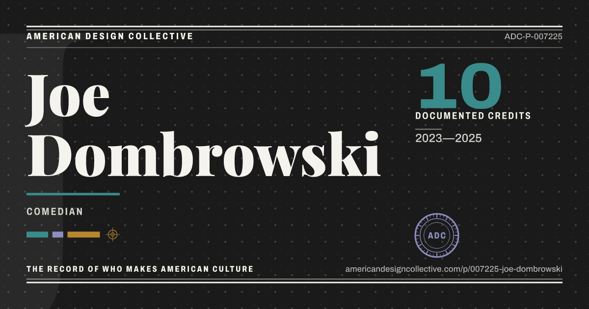 Registry card for Joe Dombrowski: the ADC seal, Joe Dombrowski, and how much is on record.
