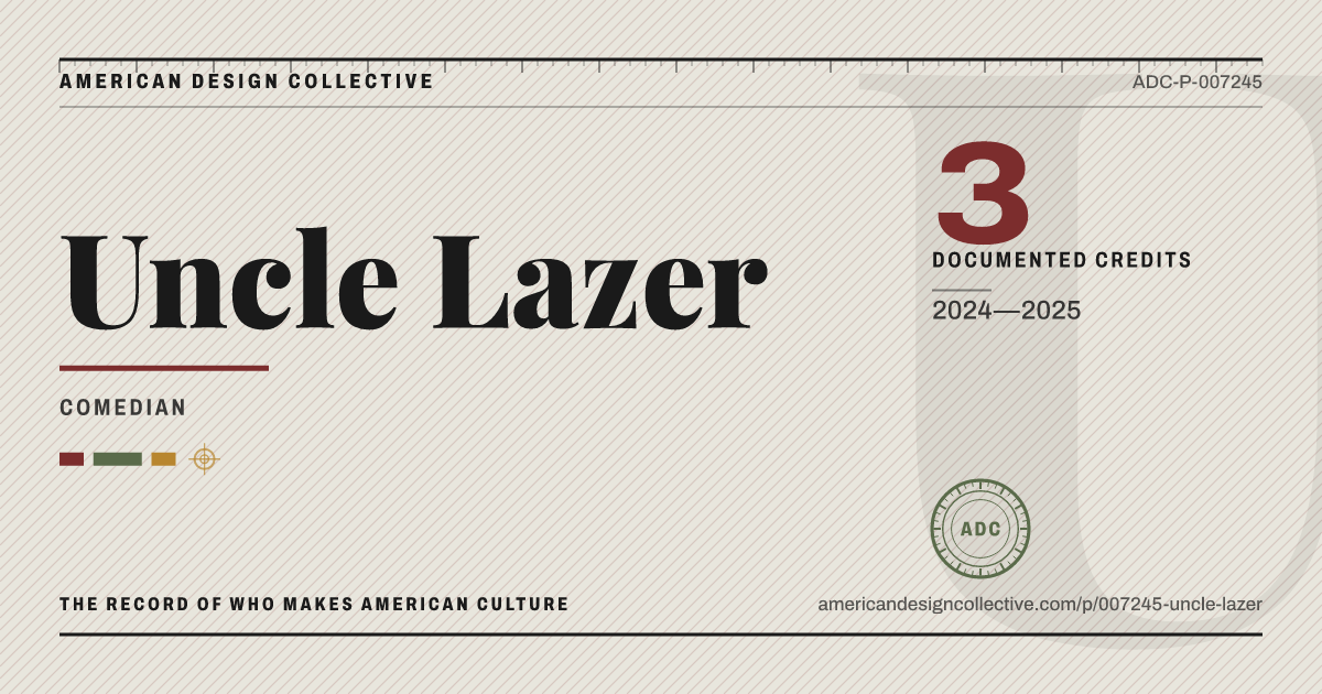 Registry card for Uncle Lazer: the ADC seal, Uncle Lazer, and how much is on record.
