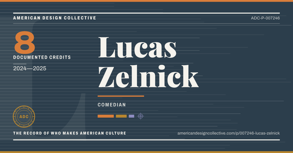 Registry card for Lucas Zelnick: the ADC seal, Lucas Zelnick, and how much is on record.