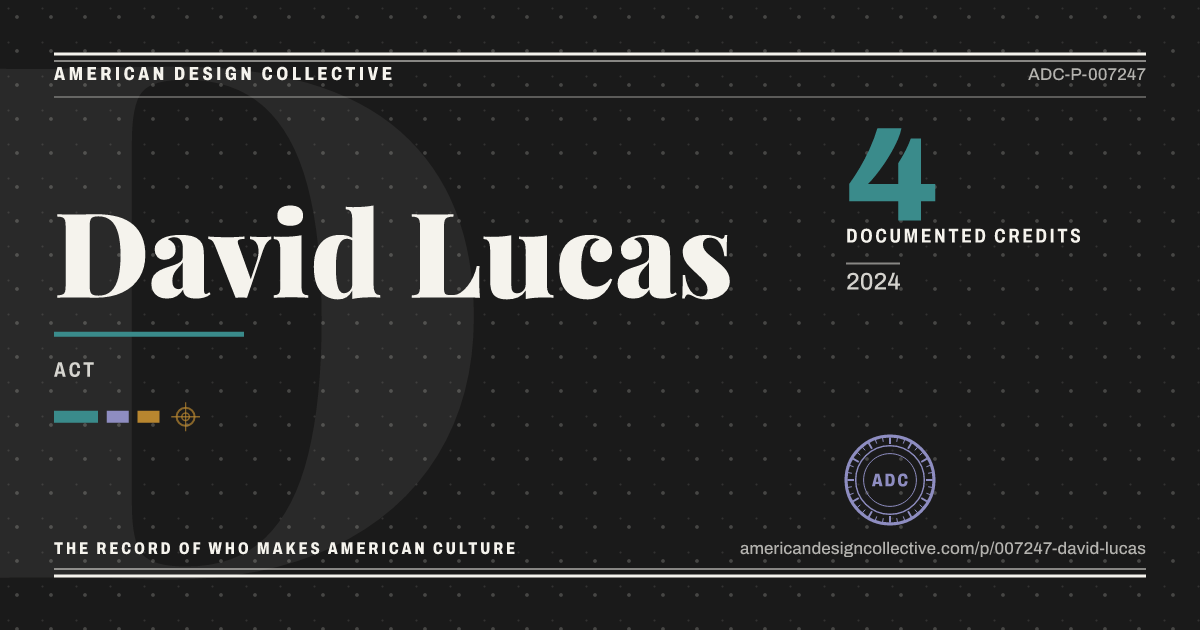 Registry card for David Lucas: the ADC seal, David Lucas, and how much is on record.
