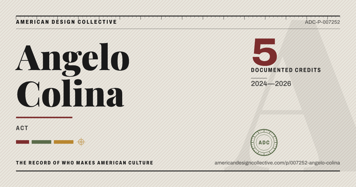Registry card for Angelo Colina: the ADC seal, Angelo Colina, and how much is on record.