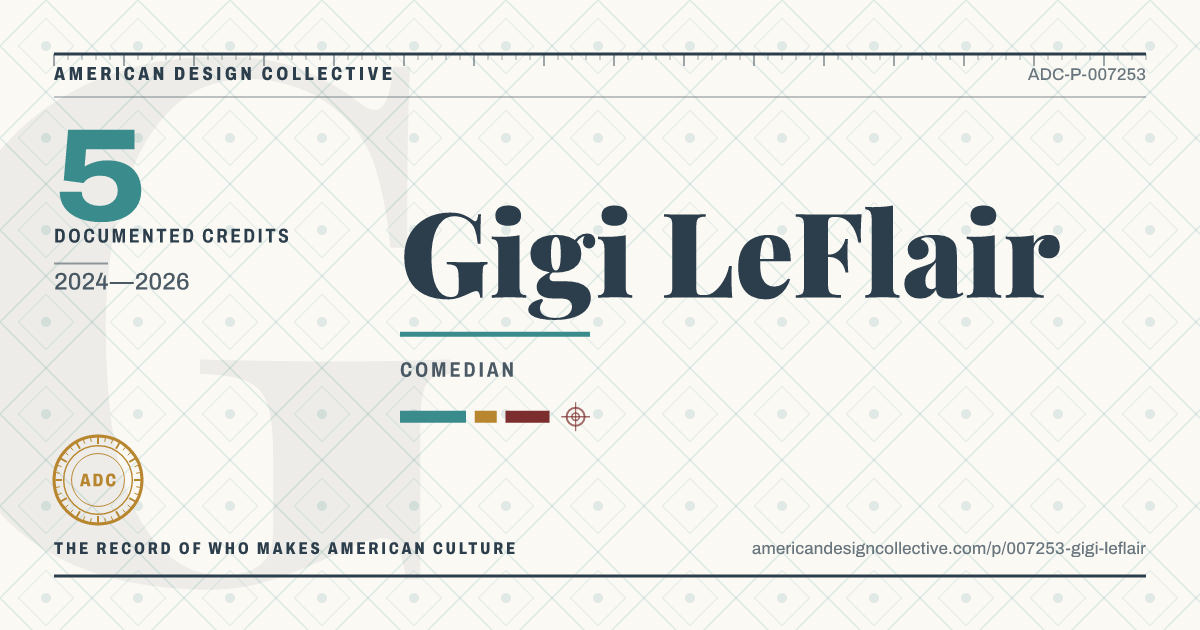 Registry card for Gigi LeFlair: the ADC seal, Gigi LeFlair, and how much is on record.