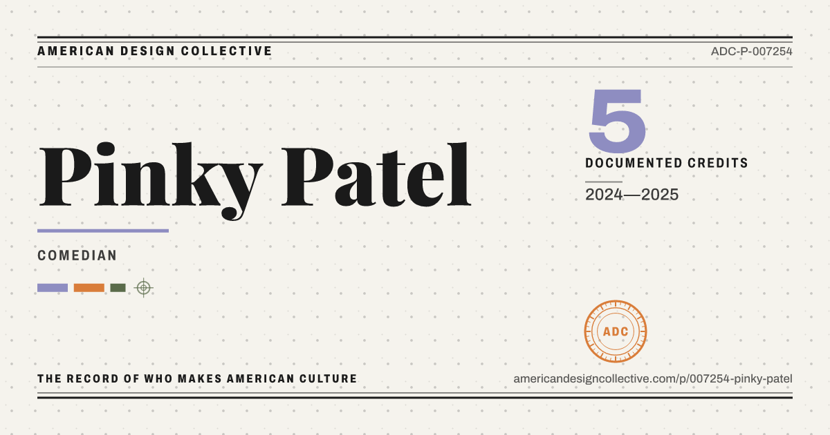 Registry card for Pinky Patel: the ADC seal, Pinky Patel, and how much is on record.