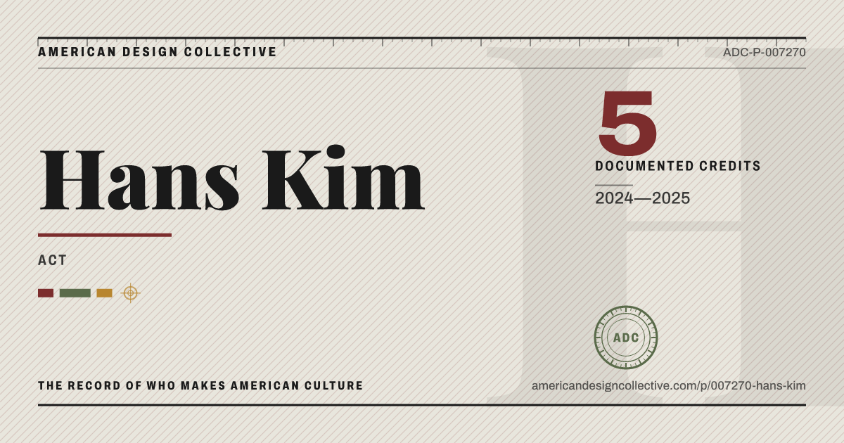 Registry card for Hans Kim: the ADC seal, Hans Kim, and how much is on record.