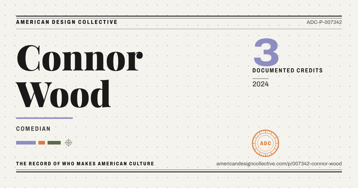 Registry card for Connor Wood: the ADC seal, Connor Wood, and how much is on record.