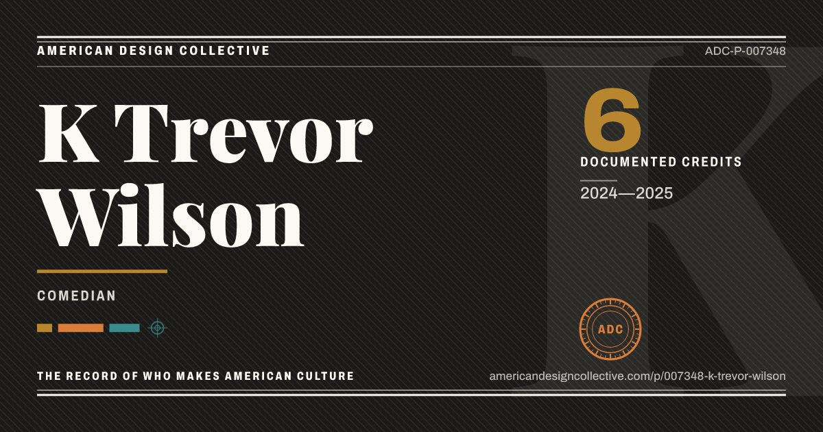 Registry card for K Trevor Wilson: the ADC seal, K Trevor Wilson, and how much is on record.