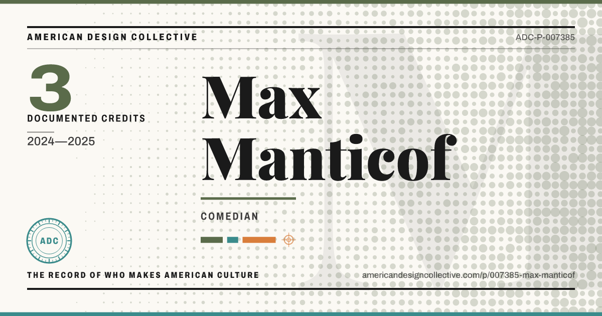 Registry card for Max Manticof: the ADC seal, Max Manticof, and how much is on record.