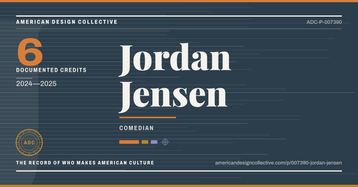 Registry card for Jordan Jensen: the ADC seal, Jordan Jensen, and how much is on record.