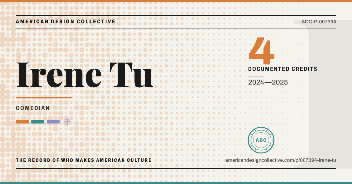 Registry card for Irene Tu: the ADC seal, Irene Tu, and how much is on record.