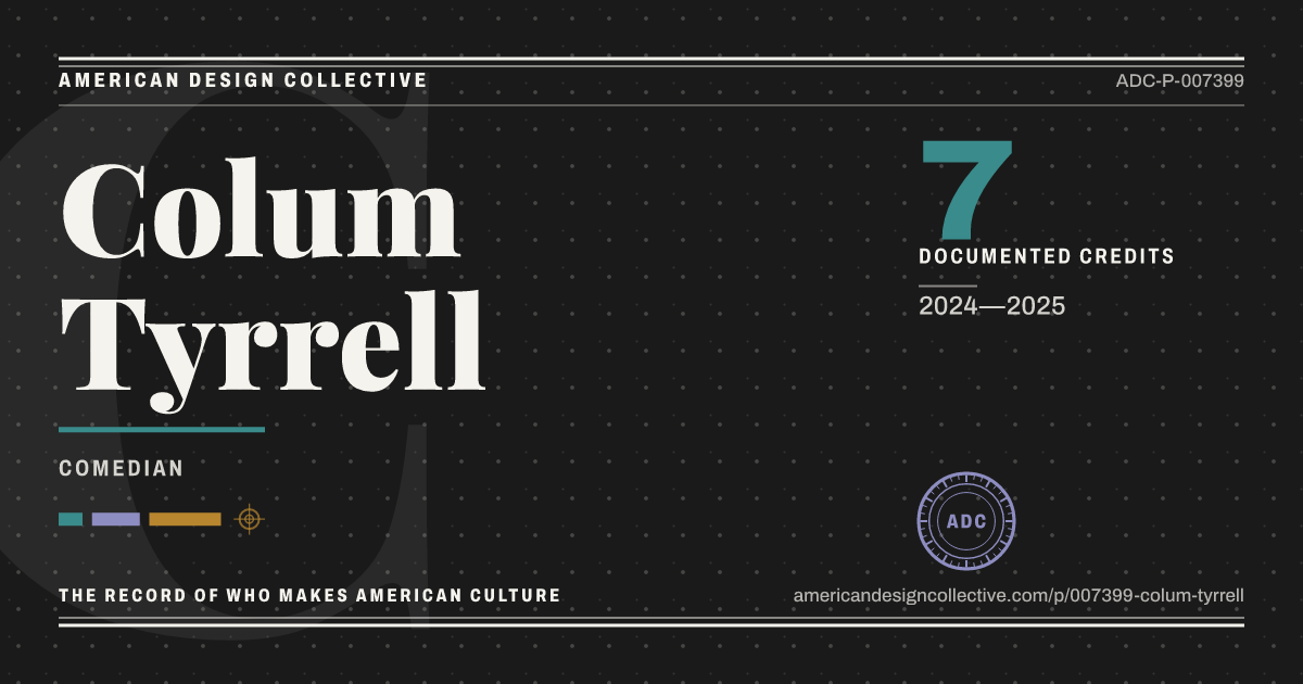 Registry card for Colum Tyrrell: the ADC seal, Colum Tyrrell, and how much is on record.