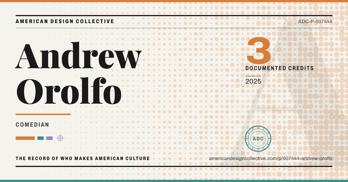 Registry card for Andrew Orolfo: the ADC seal, Andrew Orolfo, and how much is on record.