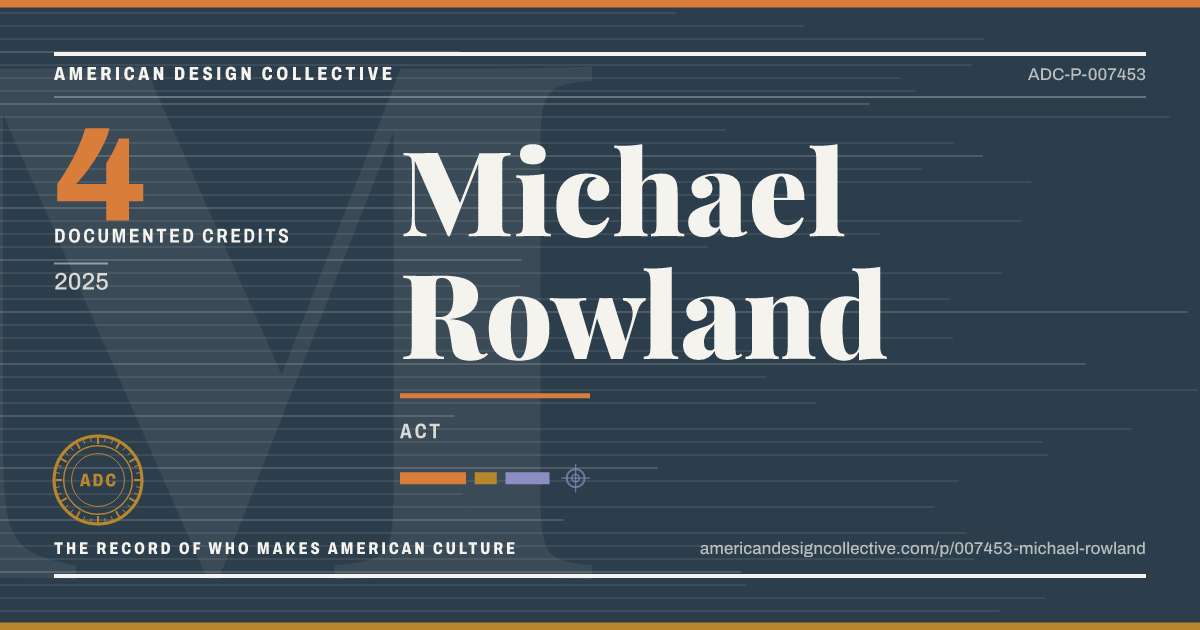Registry card for Michael Rowland: the ADC seal, Michael Rowland, and how much is on record.