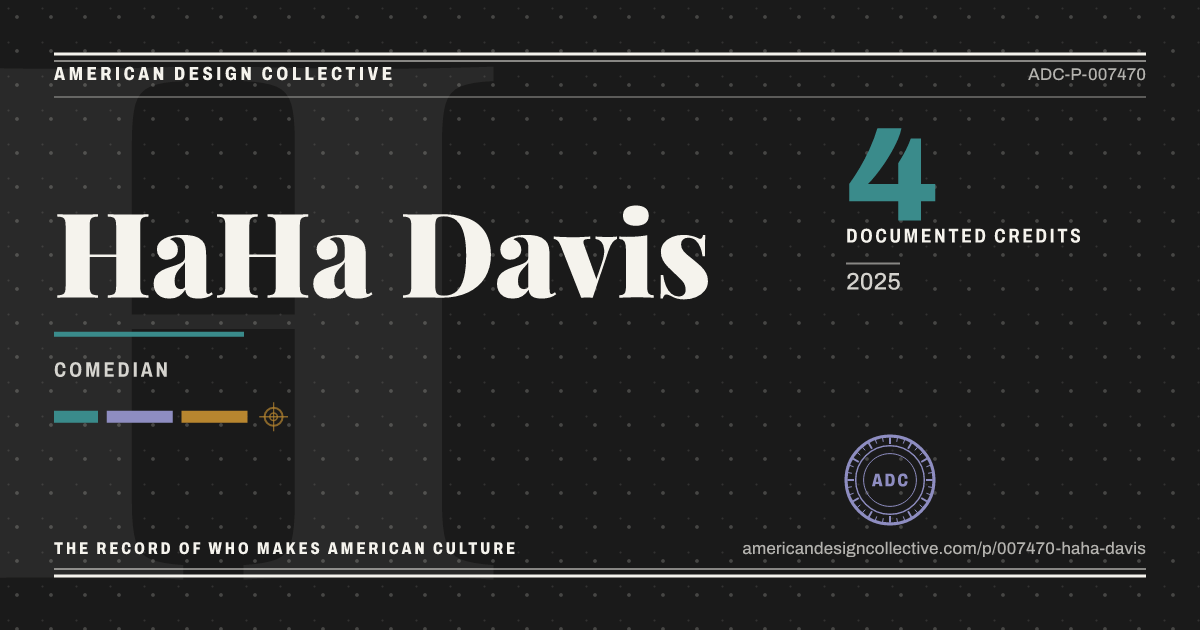 Registry card for HaHa Davis: the ADC seal, HaHa Davis, and how much is on record.