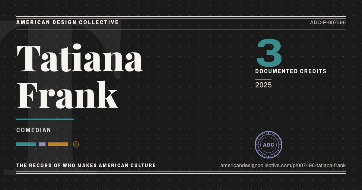 Registry card for Tatiana Frank: the ADC seal, Tatiana Frank, and how much is on record.