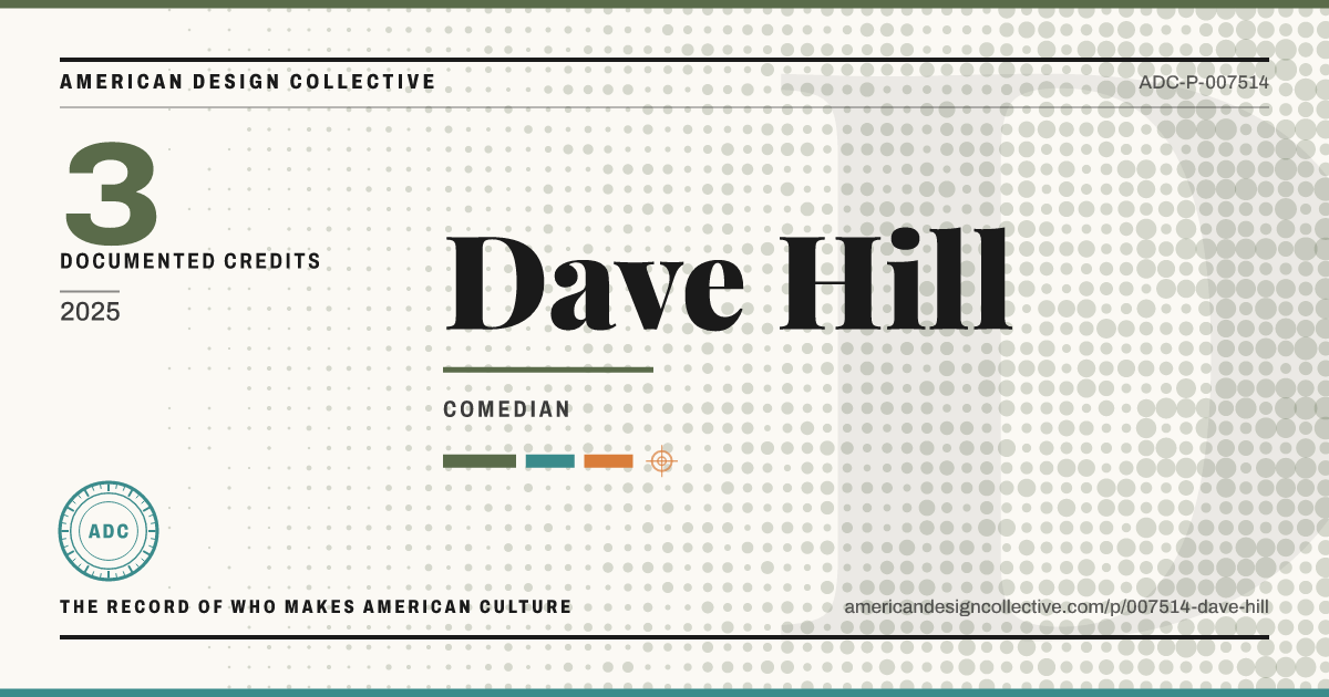 Registry card for Dave Hill: the ADC seal, Dave Hill, and how much is on record.