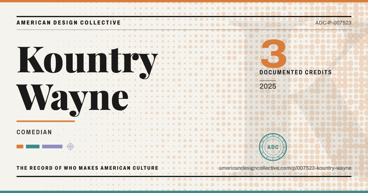 Registry card for Kountry Wayne: the ADC seal, Kountry Wayne, and how much is on record.