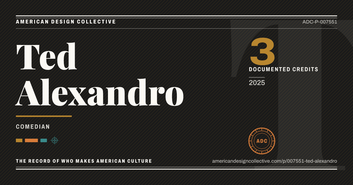 Registry card for Ted Alexandro: the ADC seal, Ted Alexandro, and how much is on record.